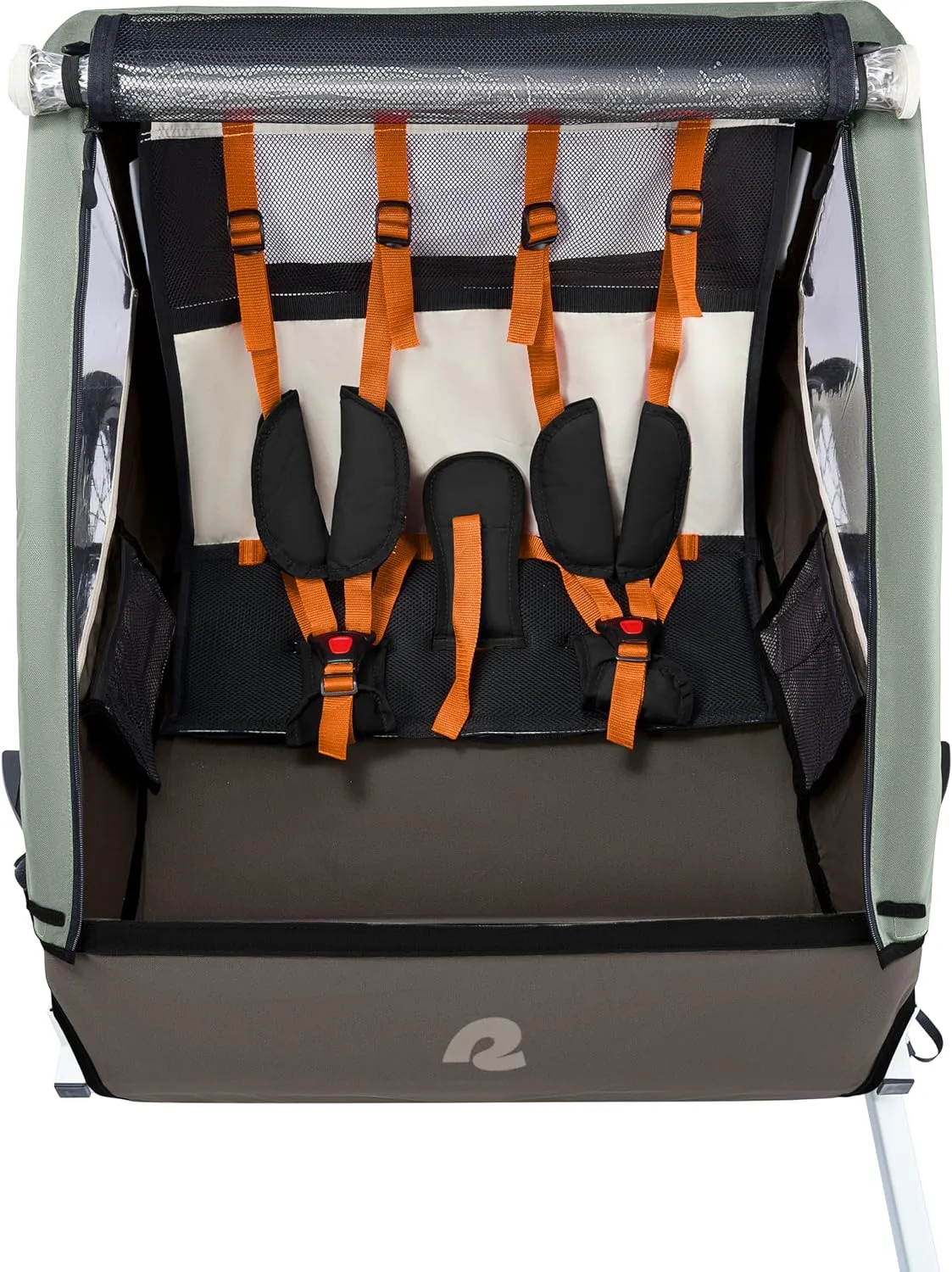 Retrospec Rover Plus Foldable Bike Trailer for Kids, Single/Double Passenger Child Bike Trailer with 5-Point Safety Harness, Reflective, Weather-Resistant Fabric and Safety Flag - Supports 40-80 lbs