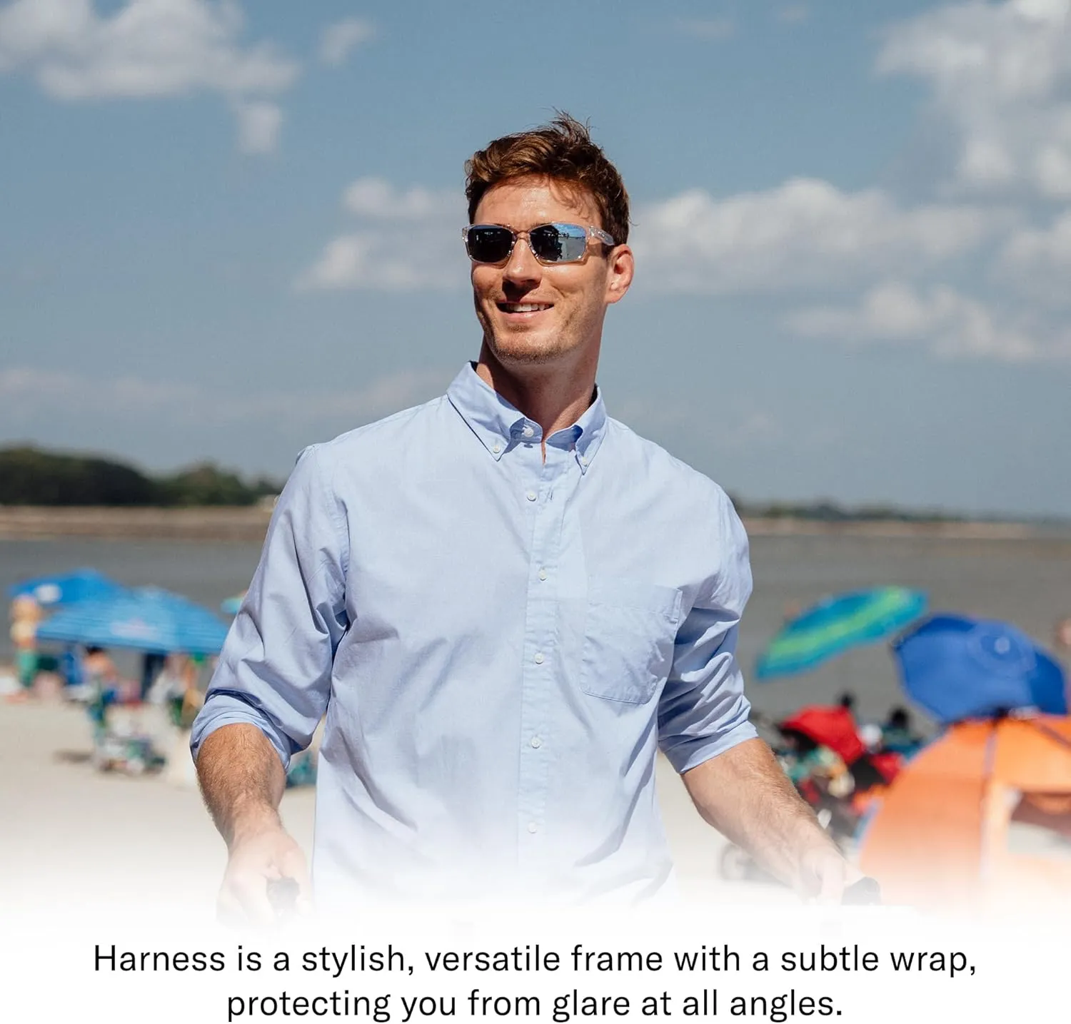 Revo Sunglasses Harness: Polarized Lens with Rectangle Sport Wrap Frame