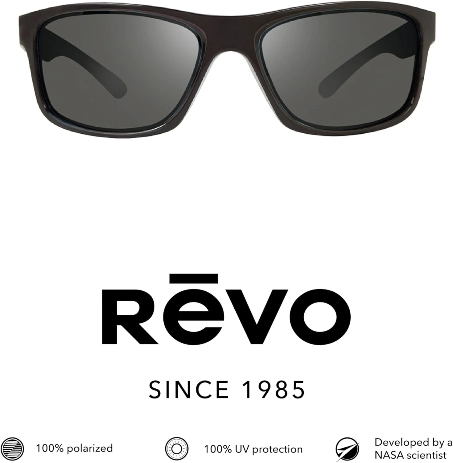 Revo Sunglasses Harness: Polarized Lens with Rectangle Sport Wrap Frame