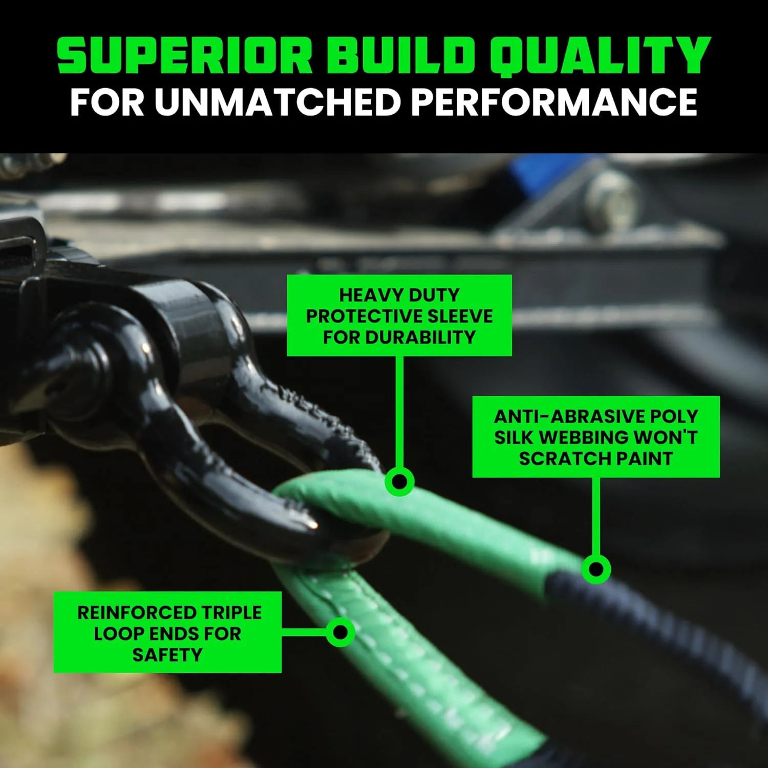 Rhino USA Heavy-Duty Recovery Gear Combos Off-Road Truck Vehicle Recovery, Best Offroad Towing Accessories (30' Strap   Shackle Hitch)