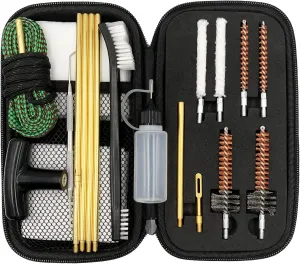 Rifle Pistol Gun Cleaning Kit for 22LR .22 Cal with Gun Cleaning Rope, Cotton mop, Chamber Brushes, 32inch Brass Cleaning Rod, in Compact Zippered Case