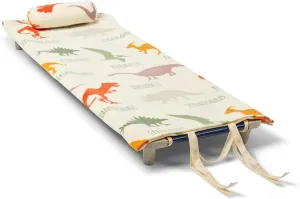 ROLLEE POLLEE Soft Rollup Nap Mat with Pillow, Comfy Kids Sleeping Bag, Elastic Strap for Cot, Dino Roll Call, Fleece Throw Set