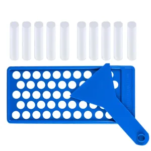 RONRONS Lip Balm Crafting Kit, Professional Blue Lip Balm Filling Tray and Spatula with 50 Pieces White Empty Lip Balm Tubes for Handmade DIY Making Natural Lip Balm Bussiness