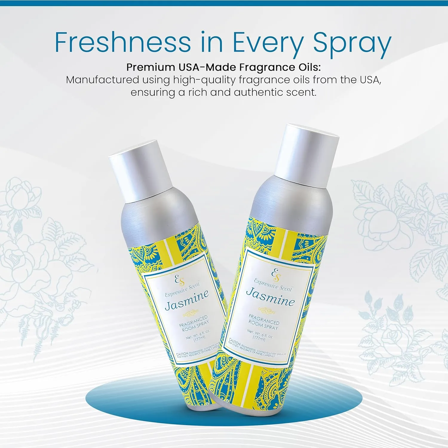 Room Spray Air Freshener - Long Lasting Jasmine Aroma for Home, Bathroom, kitchen, Office & Car – Air freshener for home 6 FL Oz