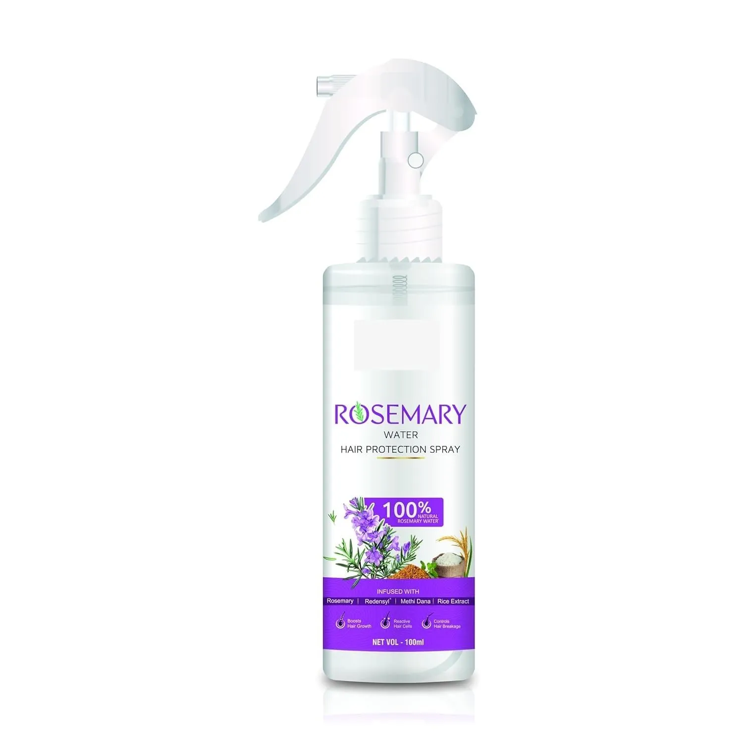 Rosemary Water Hair Protection Spray | With 100% Natural Rosemary, Redensyl, Methi Dana & Rice Water | Boosts Hair Growth, Reduce Hair Fall | Suitable for Unisex | 100ml (Pack of 1)