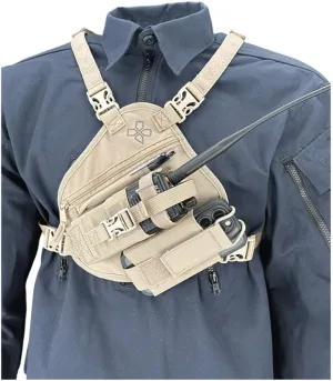 RP-1 Scout Radio Chest Harness for 2 Way Radio & Electronics | Search and Rescue, Ski Patrol, Emergency Response - Desert Tan