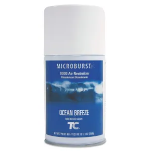 Rubbermaid Commercial Products Microburst 9000 Air Freshener Aerosol Refill, Ocean Breeze, Long Lasting, Automatic Odor Control System, for Restrooms in Restaurants/Schools/Airports