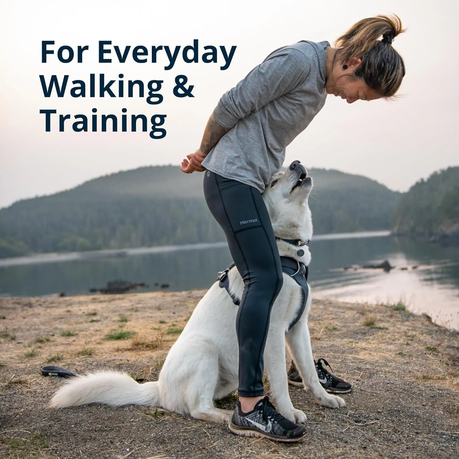 Ruffwear, Front Range Dog Harness, Reflective Soft Padded Everyday Harness with Dual Leash Clips, Adjustable and Lightweight Fit for Training or Walking for All Dogs, River Rock Green, Medium
