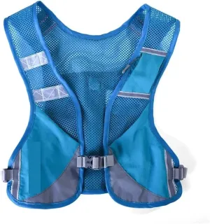 Running Vest Reflective Night Running Vest Backpack Harness Water Bottle Trail Running Marathon Hiking Hydration Backpack Pack Bags for Running (Blue )