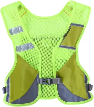 Running Vest Reflective Night Running Vest Backpack Harness Water Bottle Trail Running Marathon Hiking Hydration Backpack Pack Bags for Running (Green )