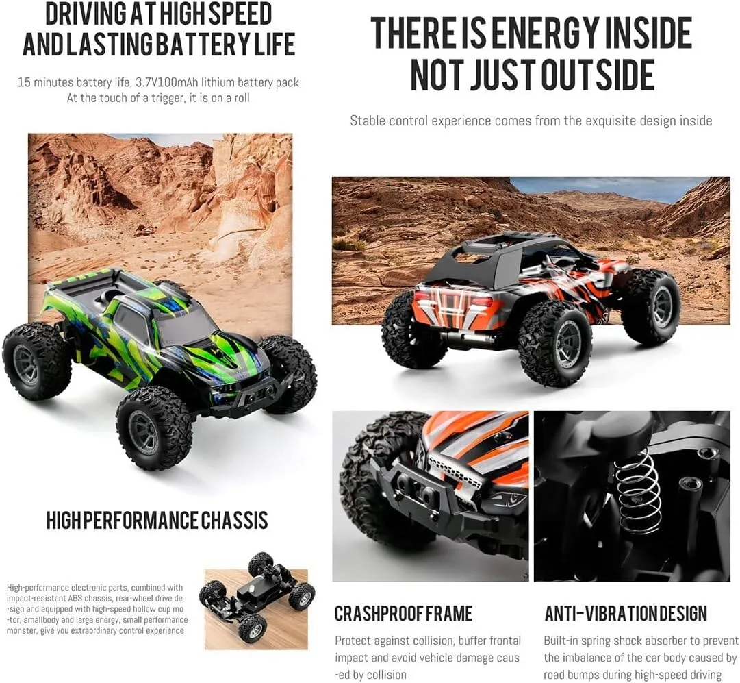 S658 1/32 Scale Off-Road RC Drift Car, 2.4Ghz 4WD Full Proportional Electric RC Off-Road Car with Lights Kit, Surprising Present for Hobbyists - RTR
