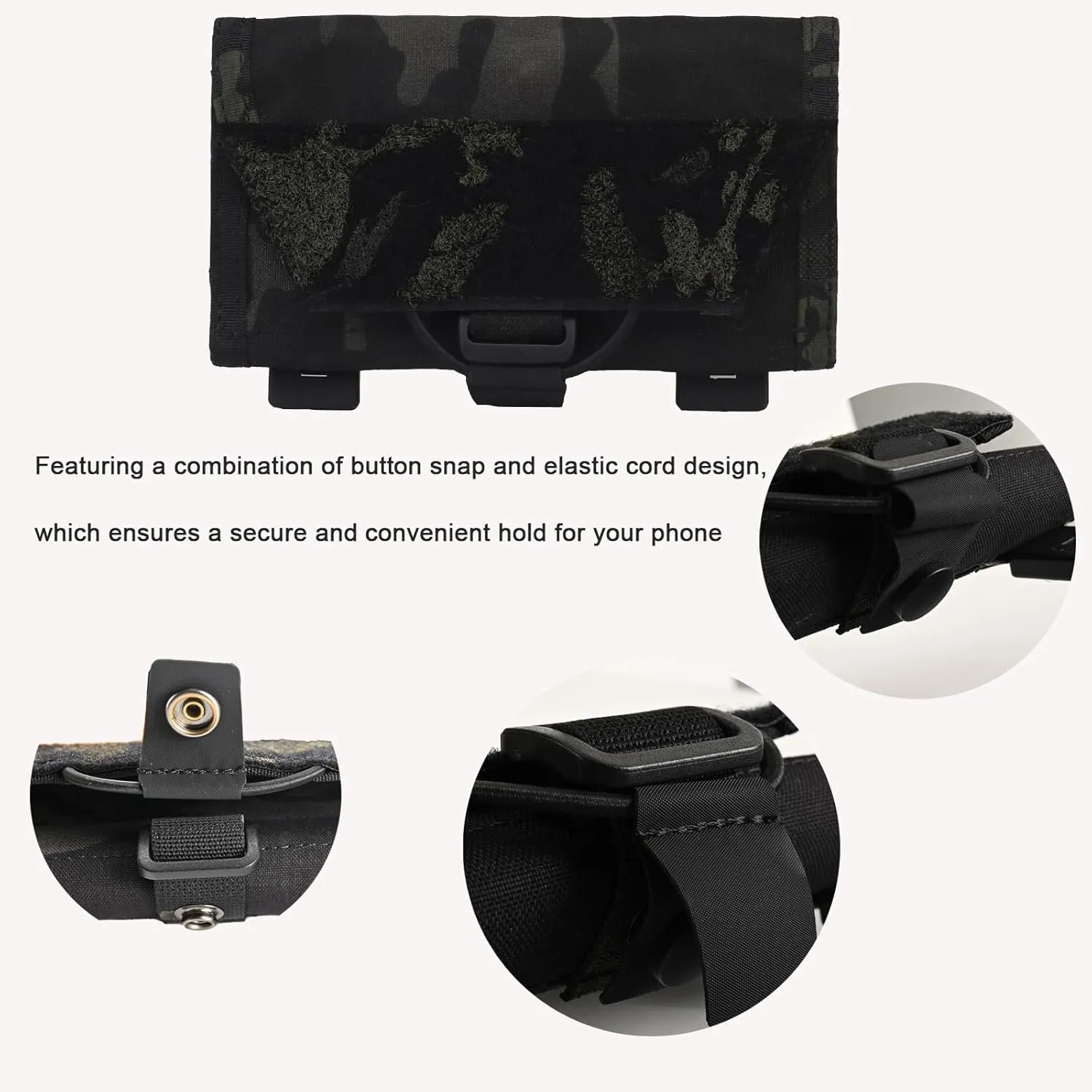 SABADO Tactical Vest Phone Holder,Tactical Phone Pouch,Molle Cell Phone Holster,Small Cell Phone Holder for Chest Rig Horizontal MOLLE/PLAS System Universal Screen Size 4.7''-6.7''