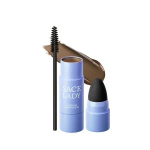 SACE LADY Eyebrow Stamp Kit, Brow Stencil Easy to Use & Natural Looking, Pigmented Long Lasting Eye Brow Cream with Brush and 10 Reusable Eye Stencils, 0.07Oz (#03 Dark Grey)