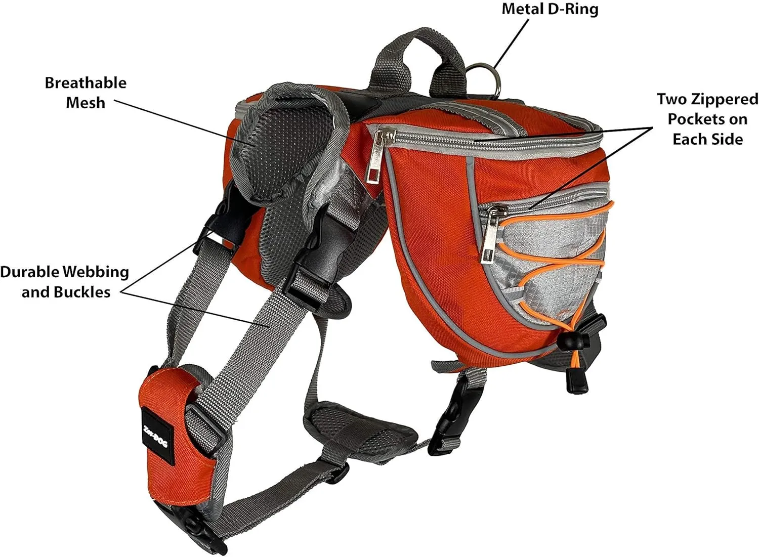 Saddlebag Back Pack & Harness Combo for Dogs 30-100  lbs. Perfect for Travel, Trail Hiking, & Camping. Reflective, Lightweight, & Comfortable. Comes with Two Collapsible Bowls (Large, Blue)