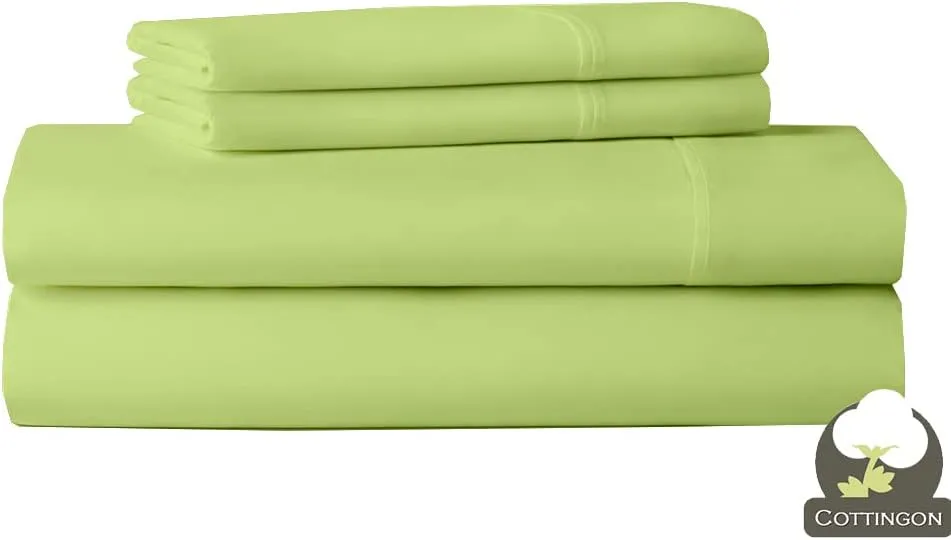Sage Solid 4-Piece Cot Bed Linen Set - 1 Fitted Sheet 33" x 75", 1 Flat Sheet 64" x 94", 2 Pillow Cases 20" x 30" - Perfect for Folding Guest or Rollaway Beds