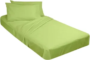 Sage Solid 4-Piece Cot Bed Linen Set - 1 Fitted Sheet 33" x 75", 1 Flat Sheet 64" x 94", 2 Pillow Cases 20" x 30" - Perfect for Folding Guest or Rollaway Beds