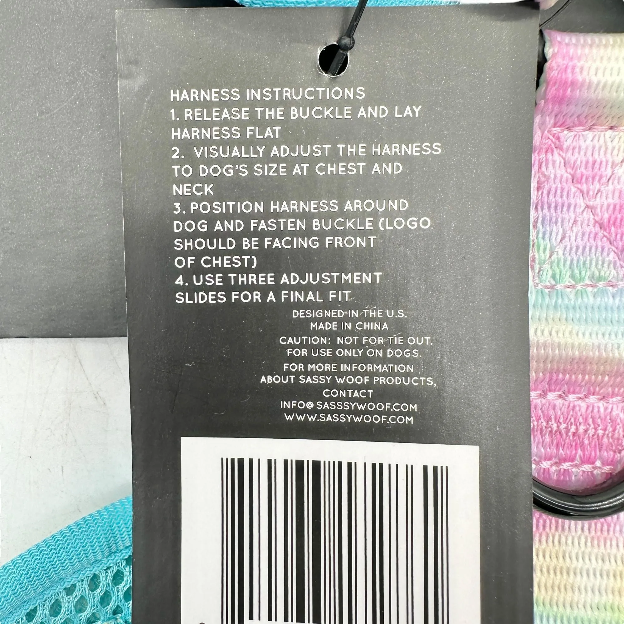 Sassy Woof Adjustable Dog Harness Medium Tie-Dye Print Neoprene and Mesh