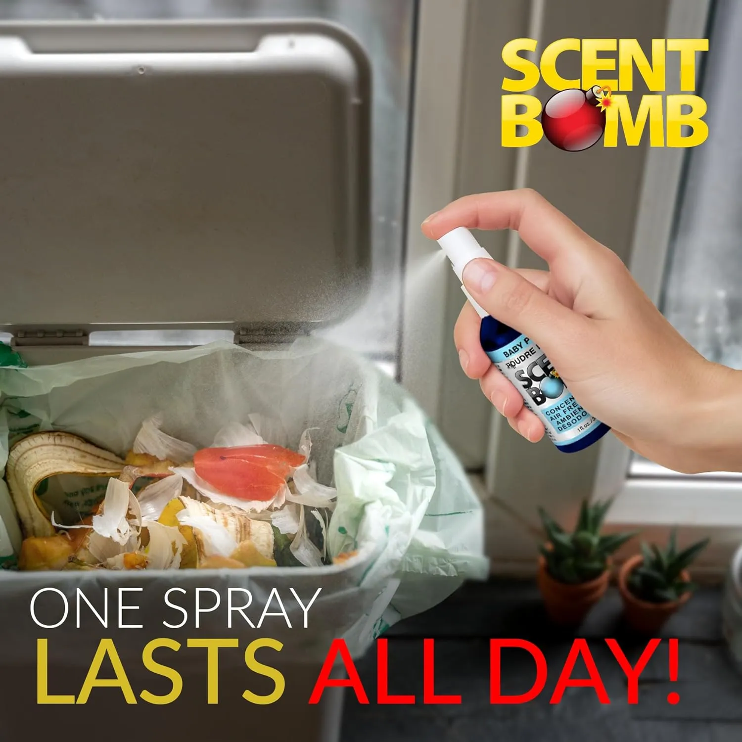 Scent Bomb Air Freshener Spray, Long-Lasting Odor Eliminator - Effective Deodorizer for Home & Car, Fresh Room Spray for Kitchen, Bathroom & Smell Neutralizer - 1 oz Pack of 4, Baby Powder Scent