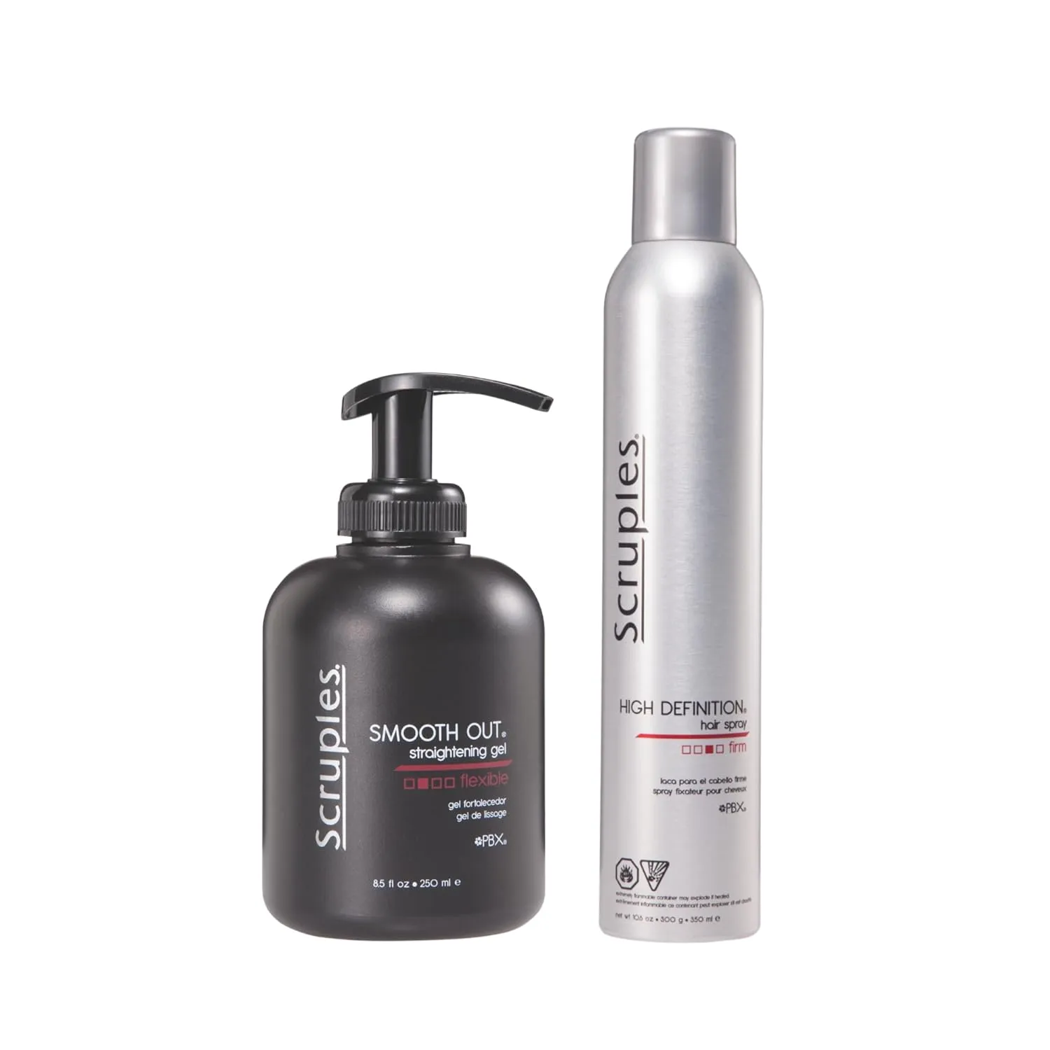 Scruples High Definition Hair Spray (10.6 oz)   Smooth Out Hair Straightening Gel (8.5 oz) – Styling Duo for Frizz-Free Sleekness & Long-Lasting Hold – Shine-Enhancing, Humidity-Resistant
