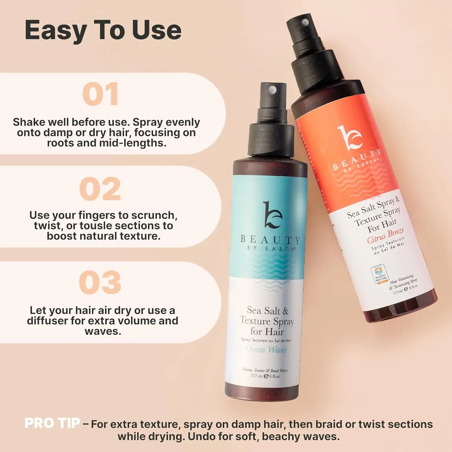 Sea Salt Spray for Hair - Texture Hair Spray for Men & Women, Seasalt Water for Beach Waves