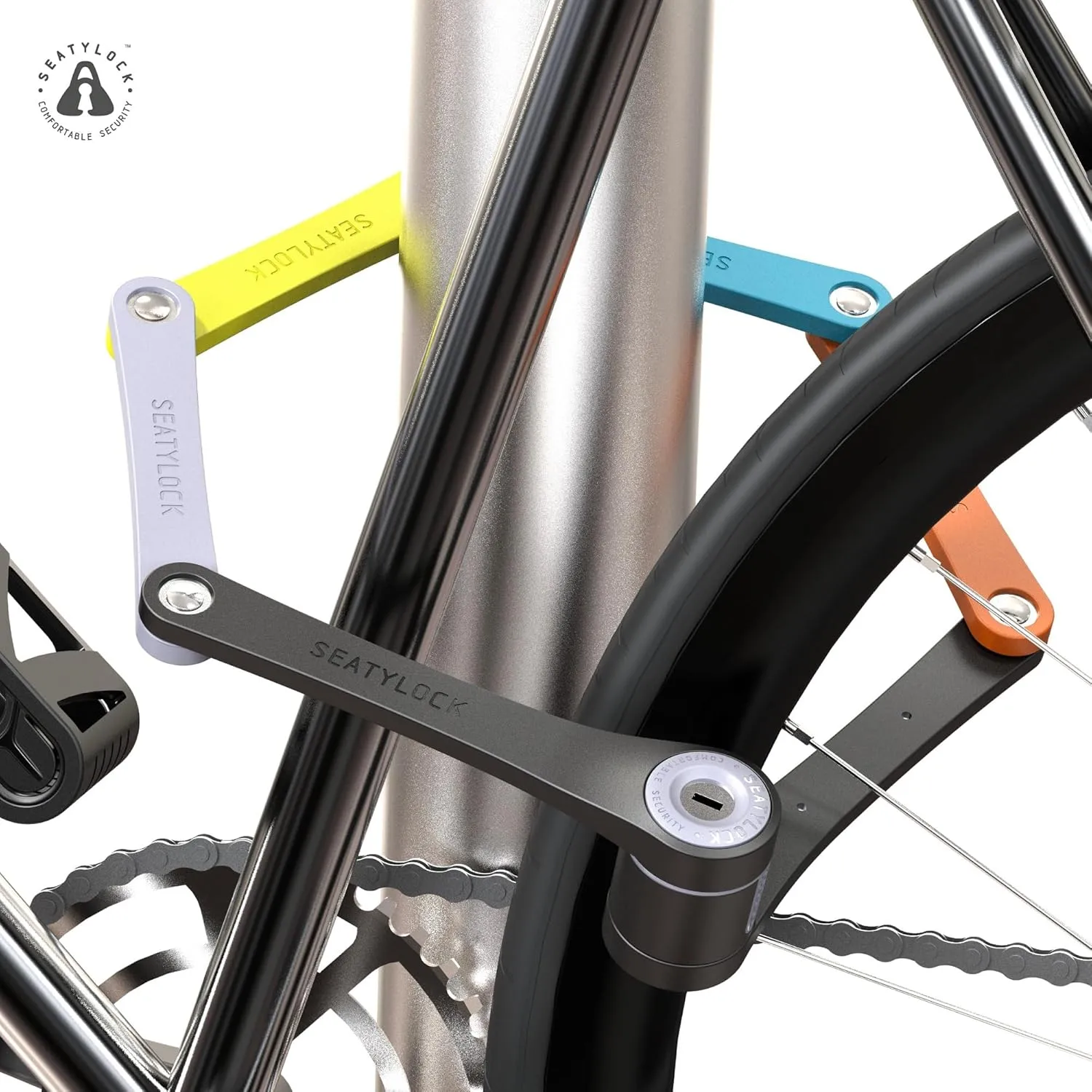 Seatylock FoldyLock Compact Folding Bike Lock - Award Winning Patented Lightweight High Security Bicycle Lock - Heavy Duty Anti Theft Smart Secure Guard with Keys & Case for Bikes or Scooters