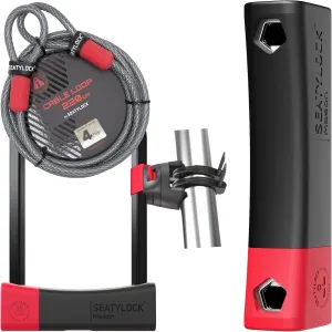 Seatylock Mason Bike U Lock, Locking Cable and Mount Holder Kit - Patented Heavy Duty Anti Theft Diamond Secure ULock - Ultra Security Bicycle Safety Tools for City Electric Mountain Bikes and Scooter