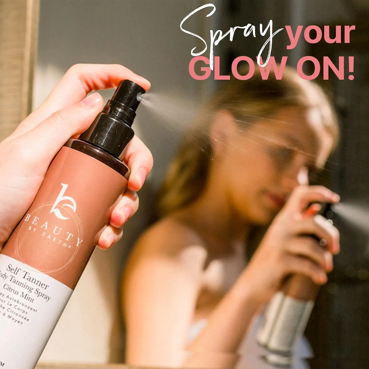 Self Tanner Spray - USA Made with Natural & Organic Ingredients, Fast Drying Spray Tan for Pale Skin, Non Toxic Gradual Tanning Spray, Sunless Tanning Water for Women & Men, Fair to Medium