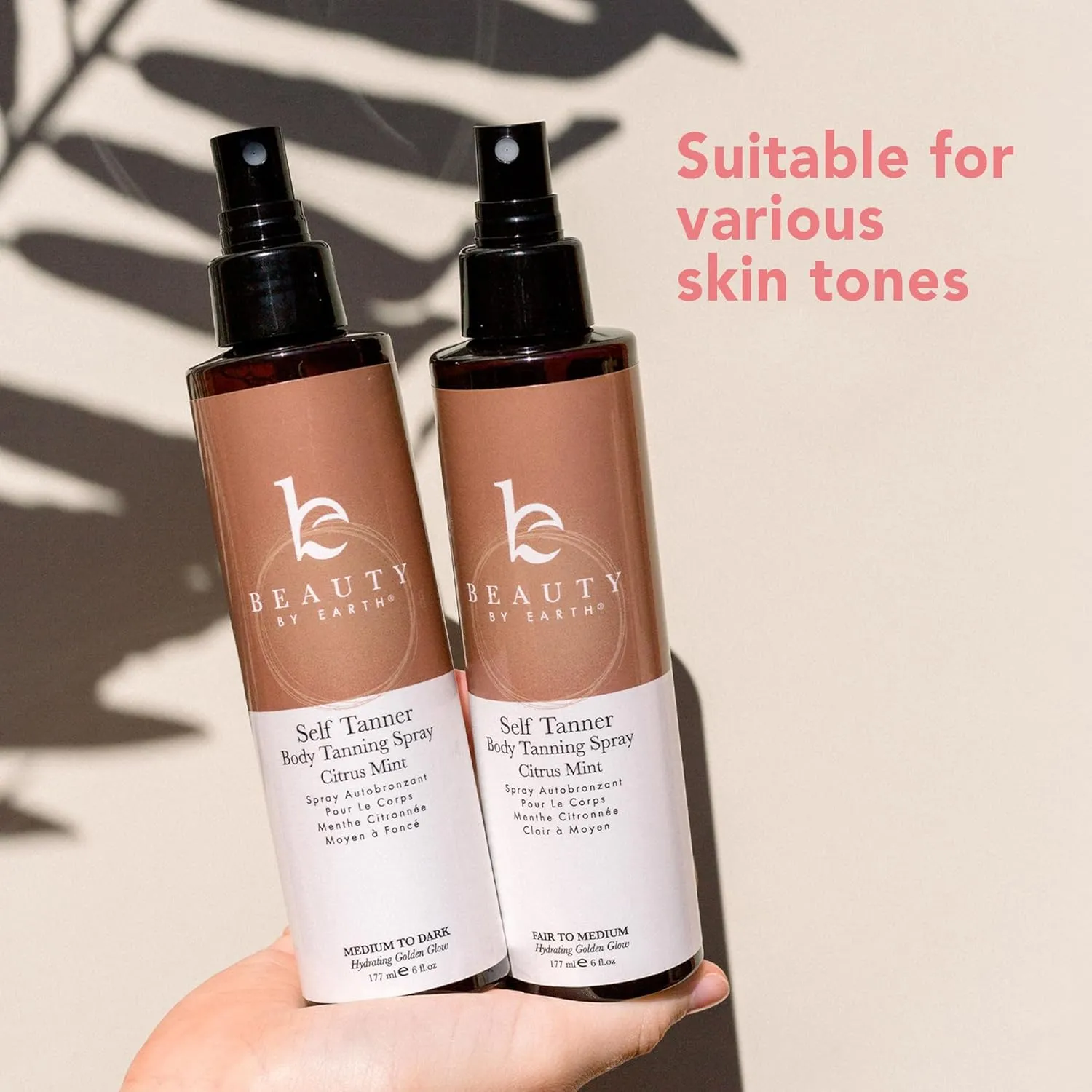 Self Tanner Spray - USA Made with Natural & Organic Ingredients, Fast Drying Spray Tan for Pale Skin, Non Toxic Gradual Tanning Spray, Sunless Tanning Water for Women & Men, Fair to Medium