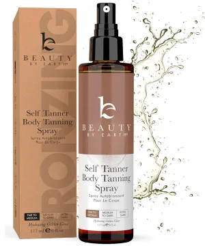 Self Tanner Spray - USA Made with Natural & Organic Ingredients, Fast Drying Spray Tan for Pale Skin, Non Toxic Gradual Tanning Spray, Sunless Tanning Water for Women & Men, Fair to Medium