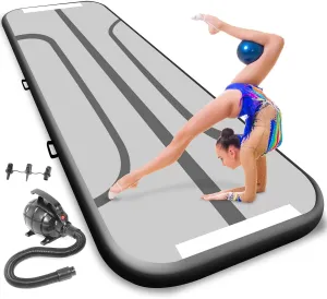 SereneLife 10 Feet Inflatable Gymnastics Tumble Track with Electric Pump, Storage Bag, and Repair Kit for Cheer Leading/Gymnastics/Beach/Gym/Home