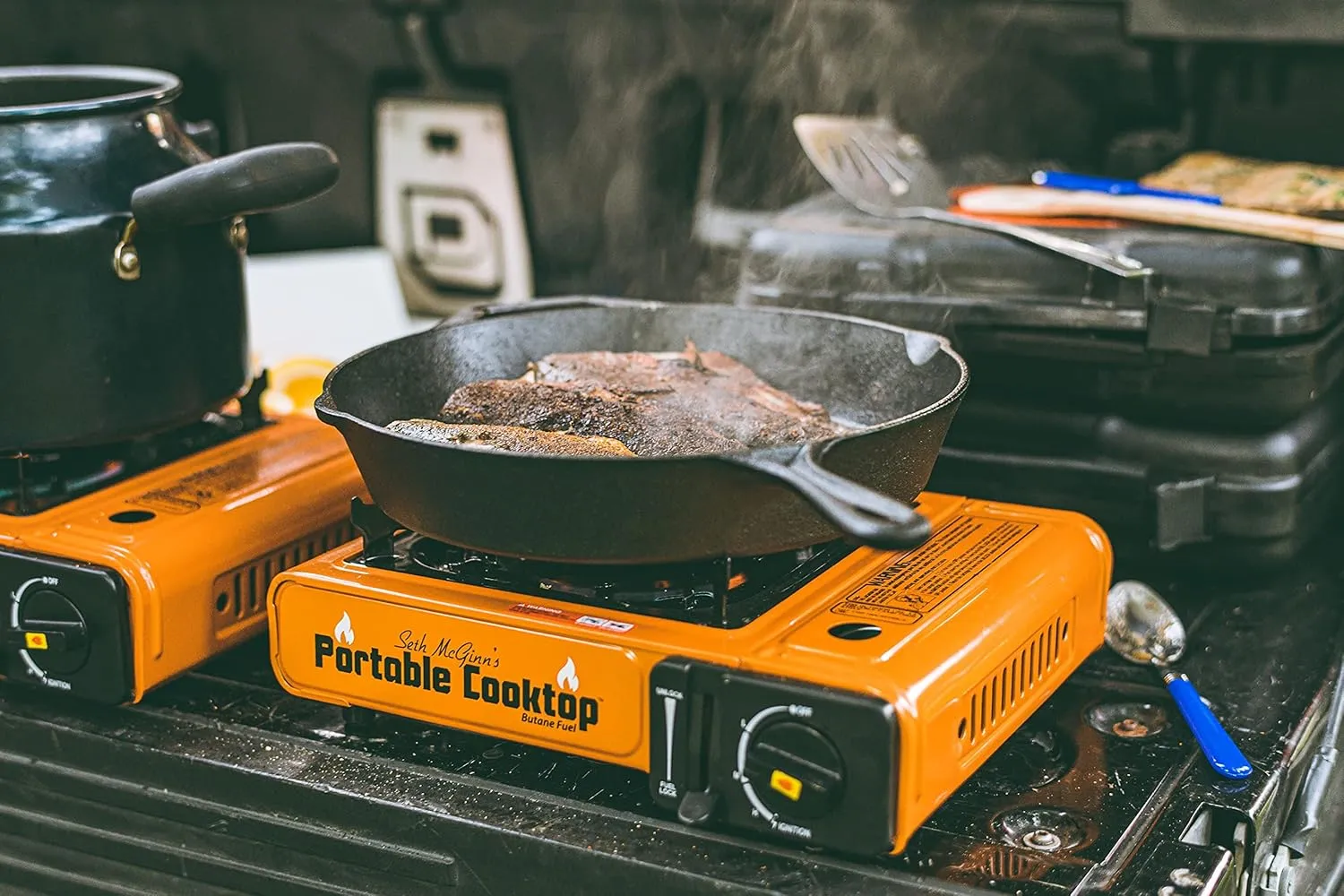 Seth McGinn's CanCooker Portable Cooktop - Butane Single Burner Stove with Carrying Case & Electronic Ignition - CSA Certified Outdoor Cooking Equipment for Camping, Hunting & Tailgating - 2 Pack
