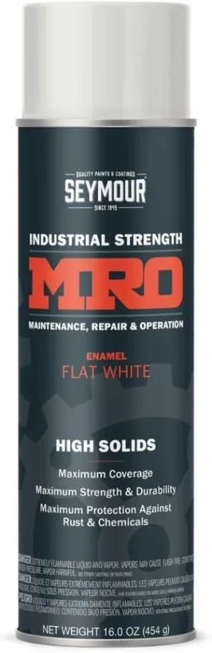 SEYMOUR 620-1412 Industrial MRO High Solids Spray Paint, Flat White