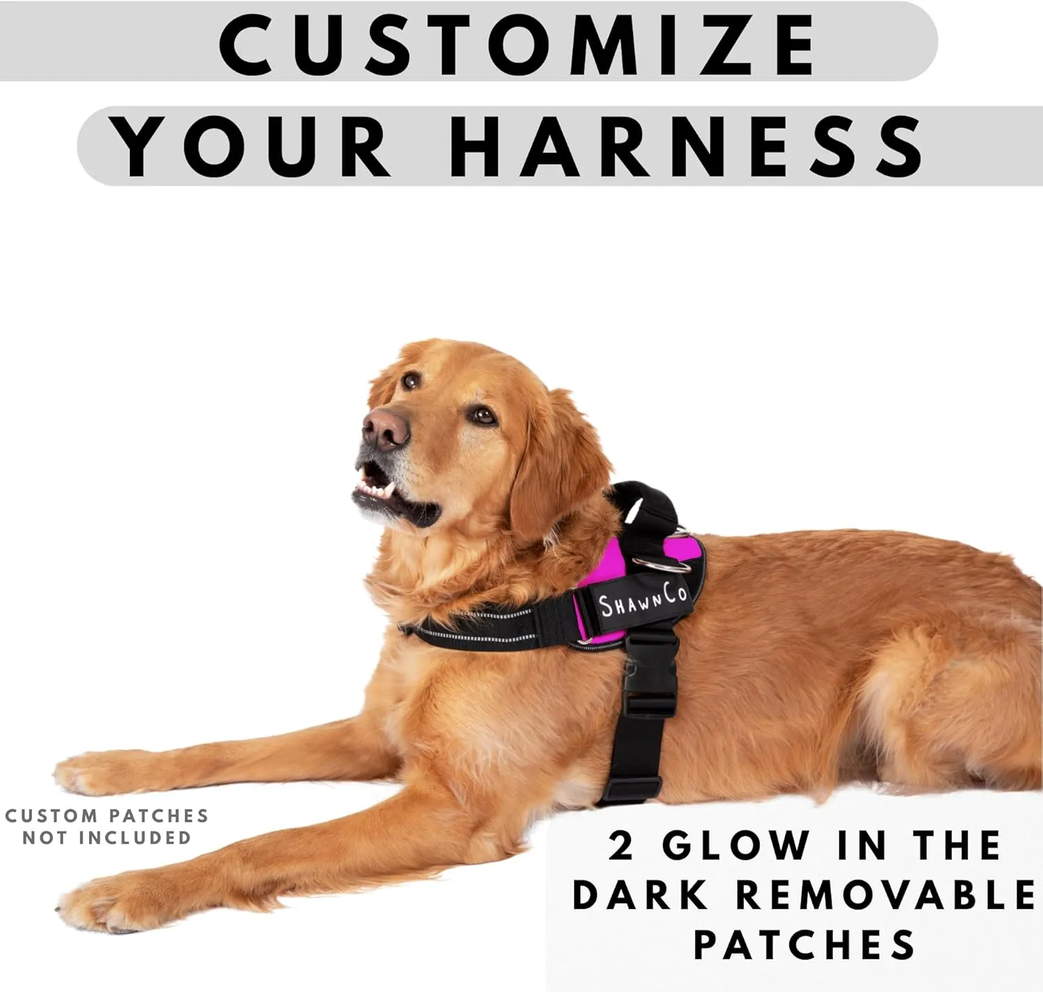 ShawnCo Essential Pro Dog Harness, No-Pull Pet Vest with 3 Leash Clips and Removable, Reflective Side Patches, Adjustable and Padded Harness for Small, Medium and Large Dogs (Orchid, S)