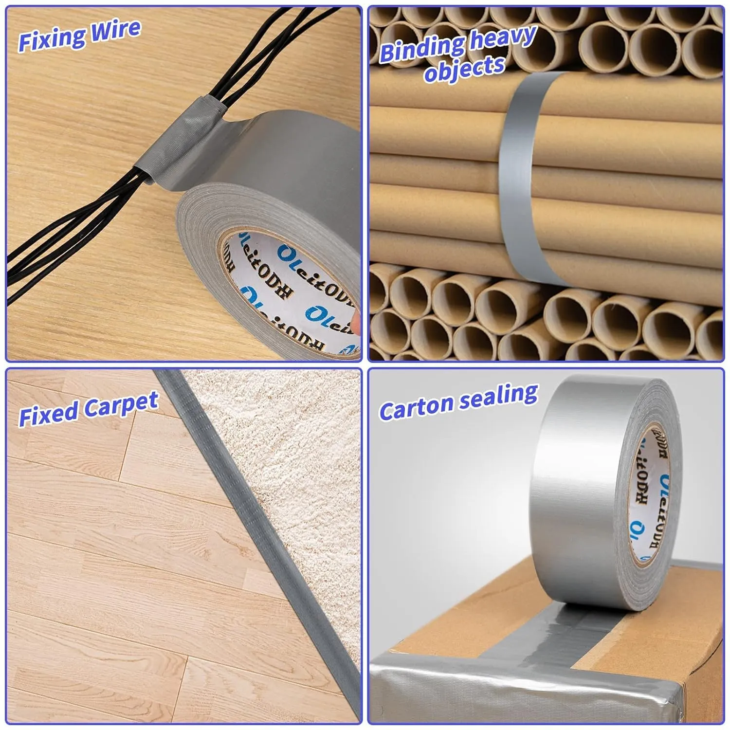 Silver Heavy Duty Duct Tape Bulk 12 Pack -2 inch 60 Yards Each,Strong No Residue, All-Weather, Tear by Hand, Waterproof Gray Tape for Indoor Outdoor Use,Multi Purpose Home Repair