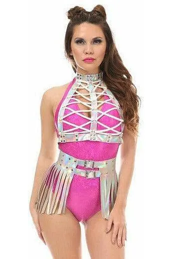Silver Hologram Fringe Mini Skirt