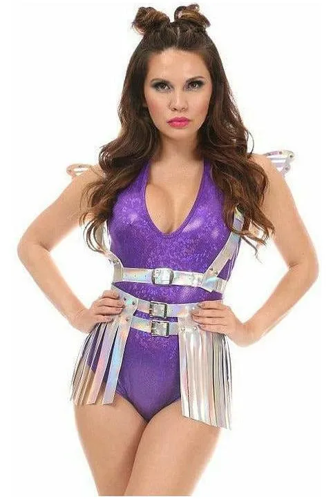 Silver Hologram Fringe Mini Skirt