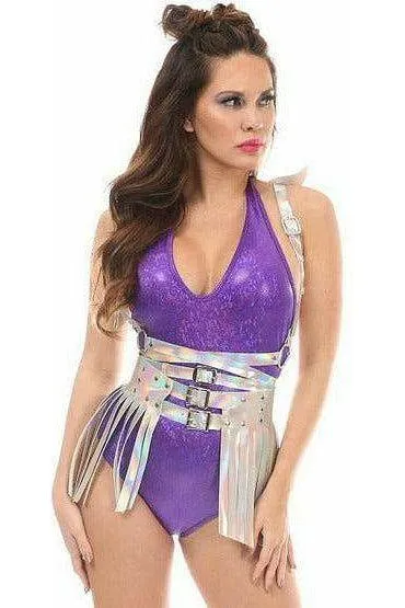 Silver Hologram Fringe Mini Skirt