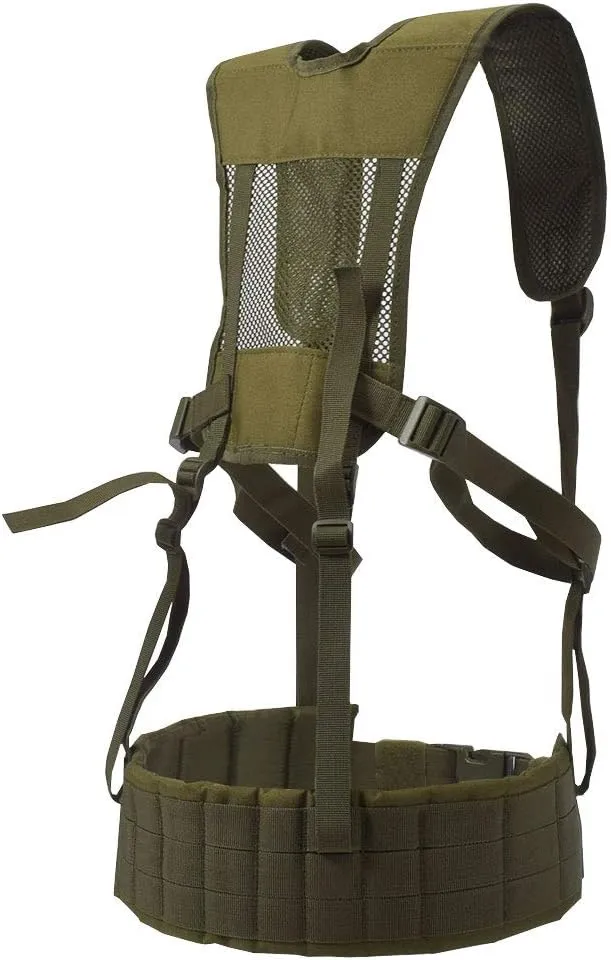 SINAIRSOFT Tactical Padded Battle Belt with Detachable Suspender Straps，Airsoft Combat Duty Belt Removable Harness