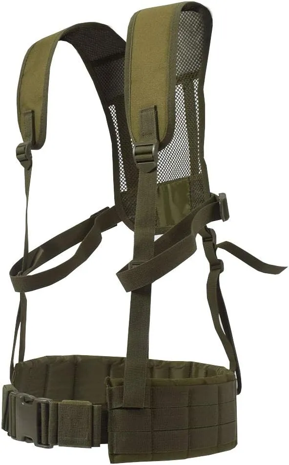 SINAIRSOFT Tactical Padded Battle Belt with Detachable Suspender Straps，Airsoft Combat Duty Belt Removable Harness