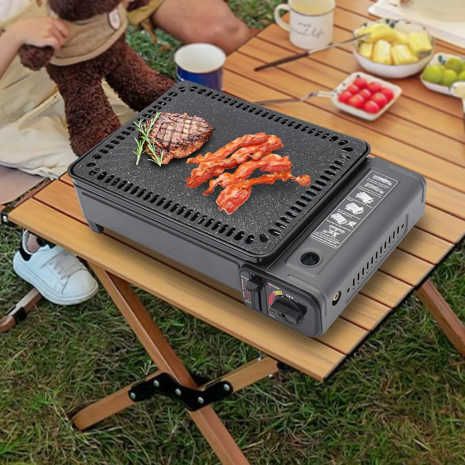 Single Burner Portable Camping Stove, Portable Camping Grill/Stove with Adjustable Burners, Outdoor Cooking Stove for Camping, Hiking, Tailgating, BBQ, and Emergency Preparedness (Single Burner)