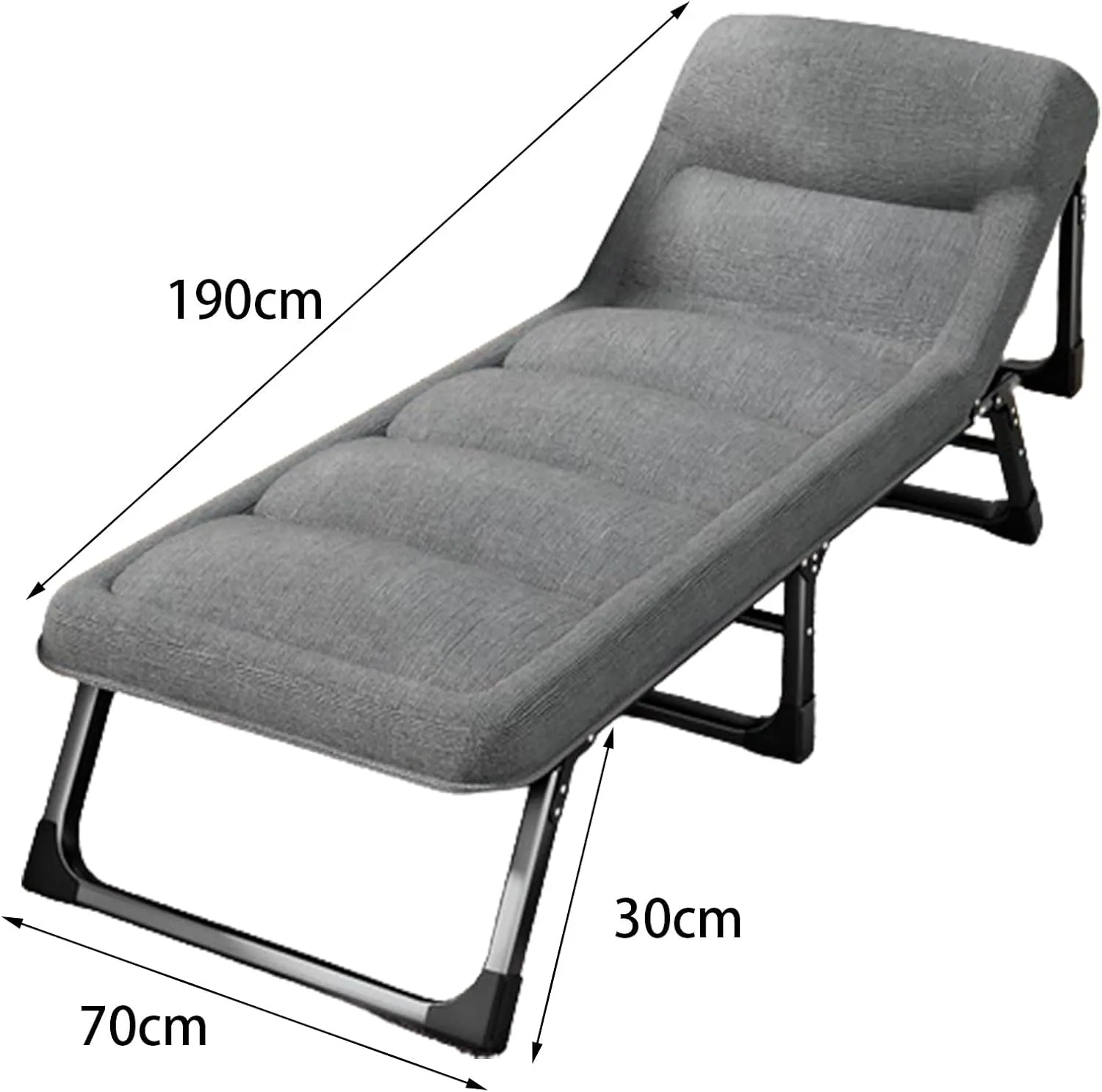 Single Folding Bed with 4-Level Adjustable Backrests, Portable Camping Cot Ergonomic Design, Non-Slip Feet, Quick Folding, Space-Saving, Support 352 Lbs(190 * 70 * 30cm)