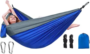 Single or Double Person Cot, Camping Hammock, Large Parachute Swing Bed, Lightweight Travel Gear, 106.3-55.12 Inches Portable Hiking Accessory, Ideal for Beach, Garden Relaxation