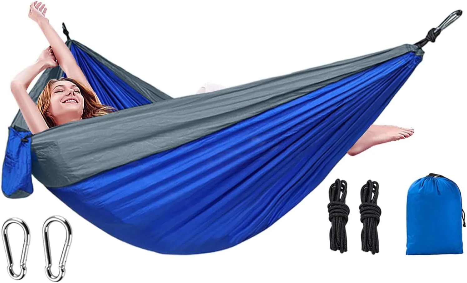 Single or Double Person Cot, Camping Hammock, Large Parachute Swing Bed, Lightweight Travel Gear, 106.3-55.12 Inches Portable Hiking Accessory, Ideal for Beach, Garden Relaxation