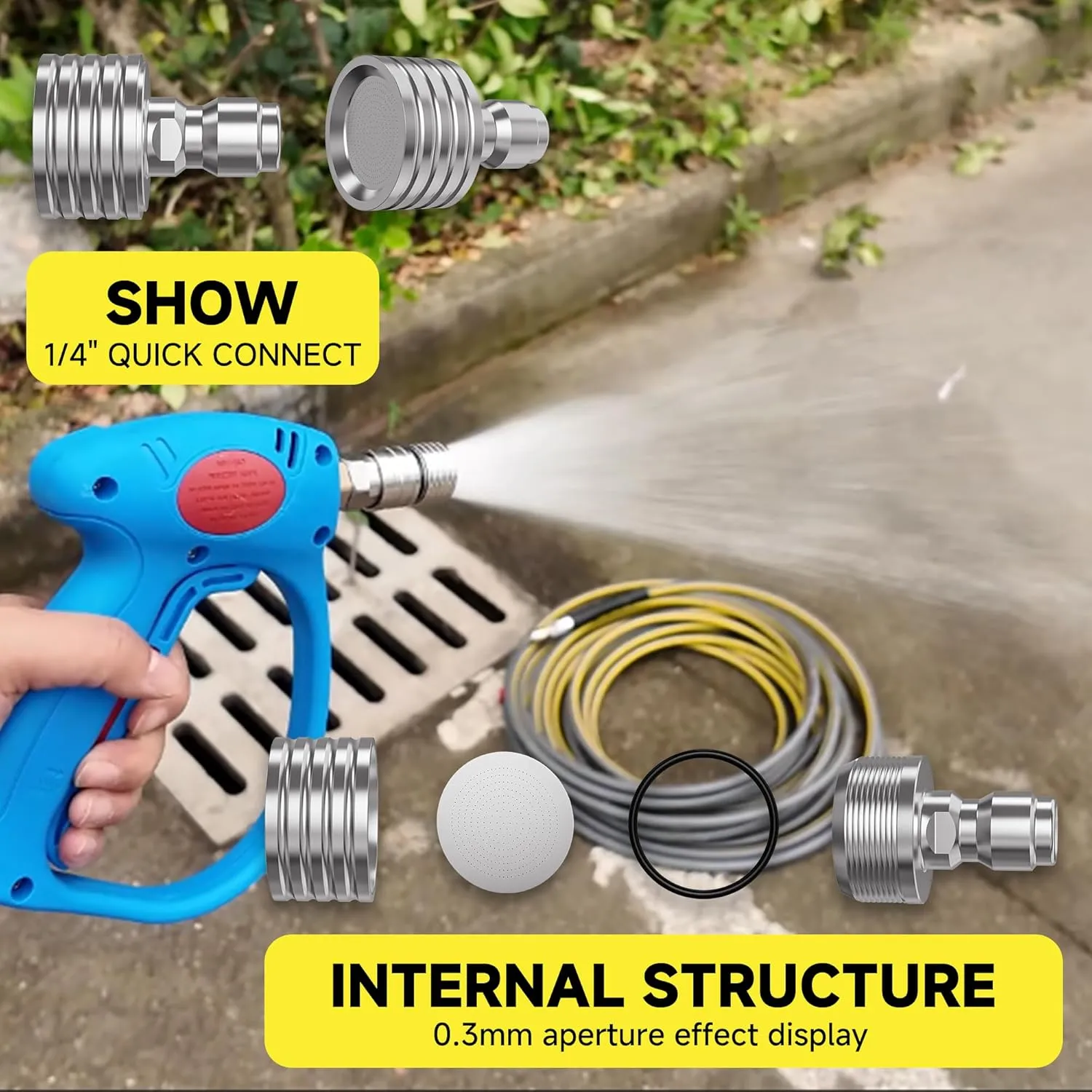 SITIMIMIL® Sewer Jetter Kit for Pressure Washer 50FT 5800PSI - Efficient Unblocking Sewer Jetter Hose with 4 Nozzles, 1/4' NPT Universal Fit, Durable Hydro Drain Cleaner for Homeowners & DIYers