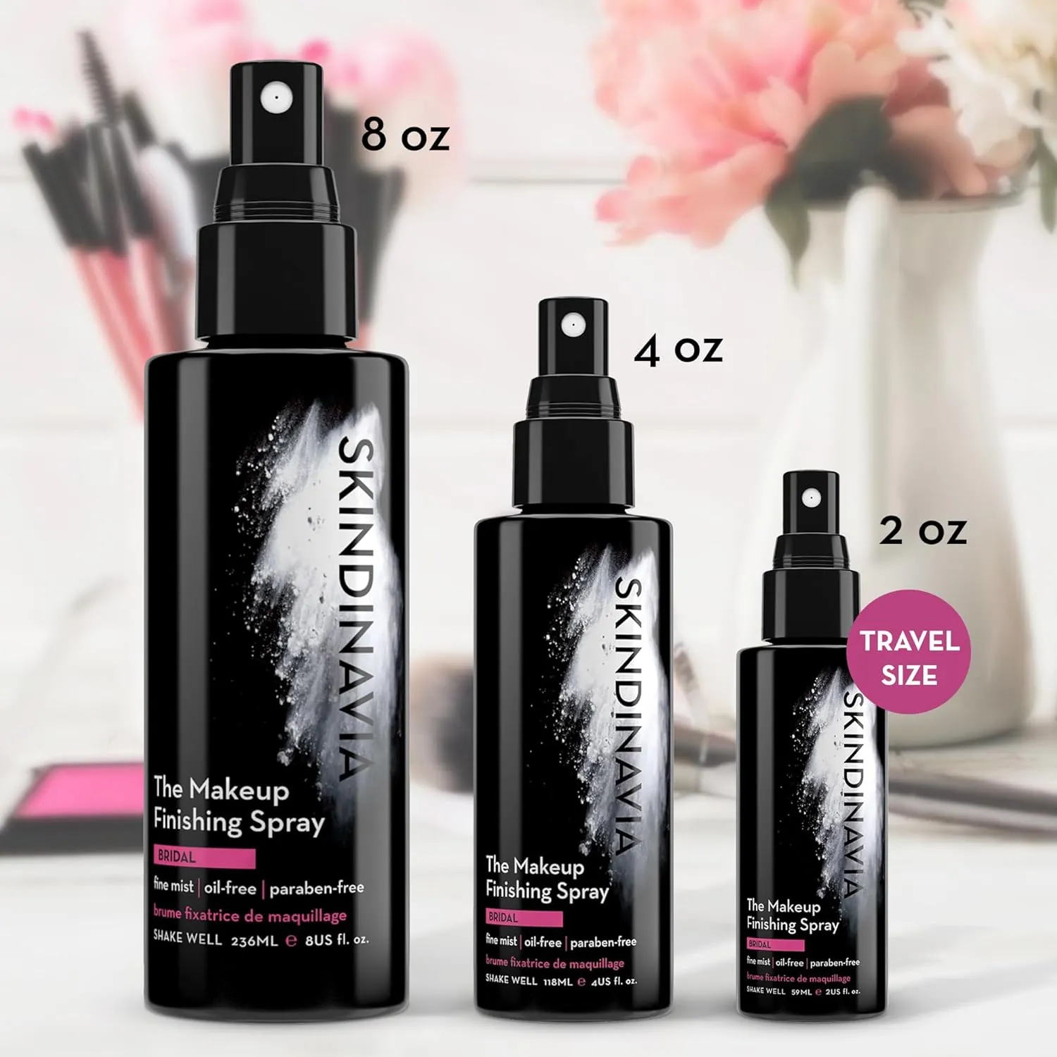 Skindinavia The Makeup Finishing Spray, Bridal Makeup Setting Spray, All-Day Wear, Long-Lasting Up to 16  Hours, Heat-Resistant & Waterproof, Wedding Day, Bridal Shower Gift, 8.0 Oz