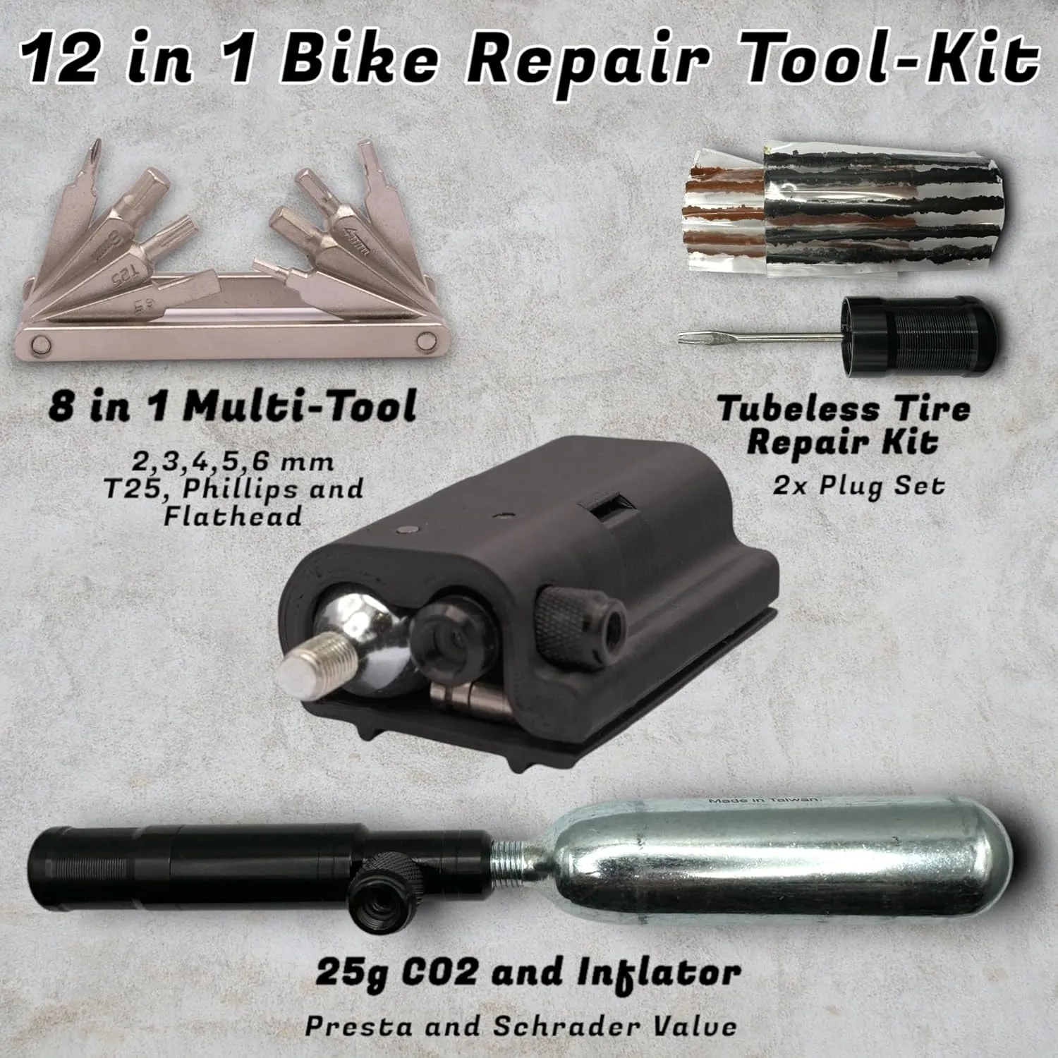 SLAPPACK - Compact Bicycle Saddle and Seat Bag, 11 in 1 Bike Tool Repair kit for Adult Bikes, Bike Bag Under Seat Cycling Accessories Storage Pouch for Mountain and Road Bike.