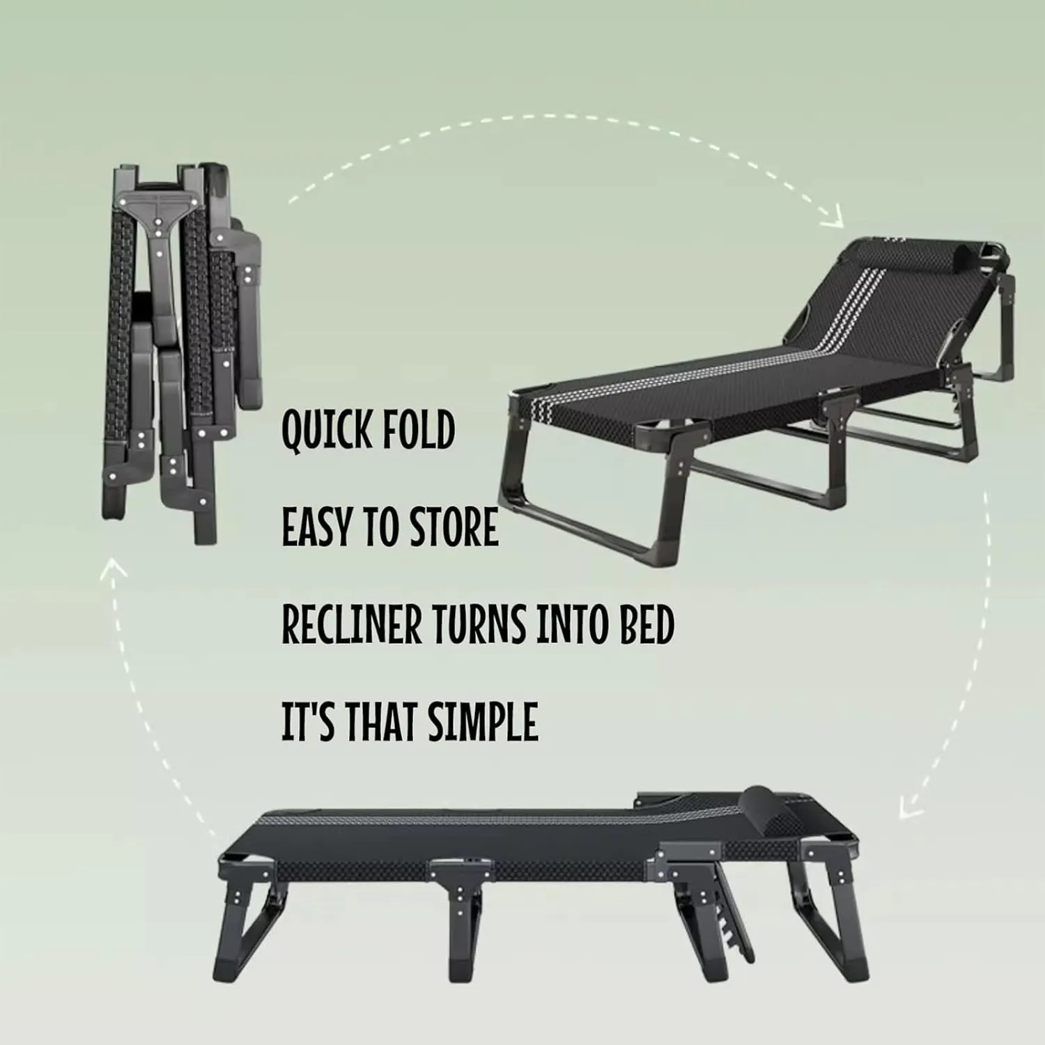 Sleeping Cots for Adults, 5Position Folding Chaise Lounge Chairs Outdoor, Folding Camping Cot, Folding Cot Camping Cot for Adults Portable Folding Outdoor