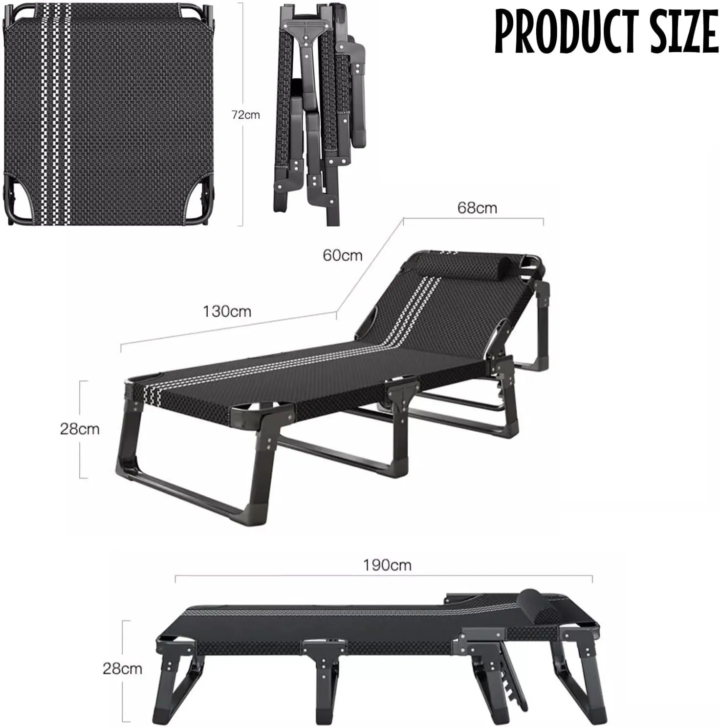 Sleeping Cots for Adults, 5Position Folding Chaise Lounge Chairs Outdoor, Folding Camping Cot, Folding Cot Camping Cot for Adults Portable Folding Outdoor