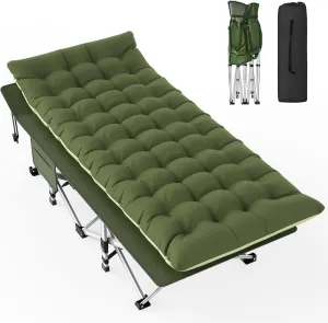 Slendor Folding Camping Cot for Adults, Heavy Duty 1200D Oxford Camping Bed with 3.5in Thick Mattress, 500lbs Max Load, Portable Foldable Outdoor Cot for Camping, Travel, Home Guest, Office Nap