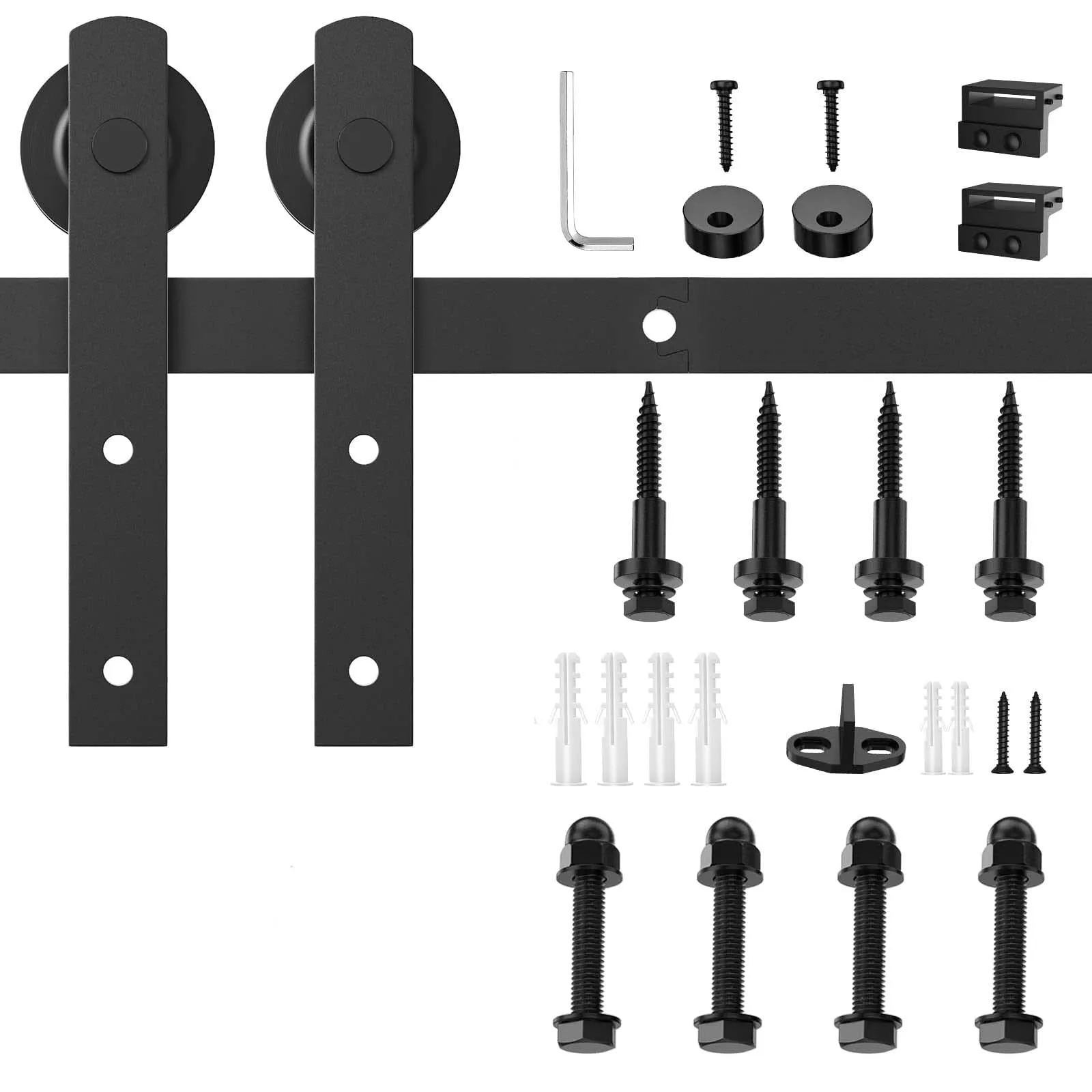 Sliding Barn Door Hardware Kit Heavy Duty 1.5M Single Damper Track Rail Roller System
